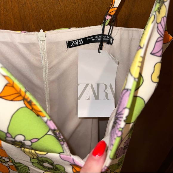 Zara Retro Flower Mini Dress NWT - Picture 6 of 8